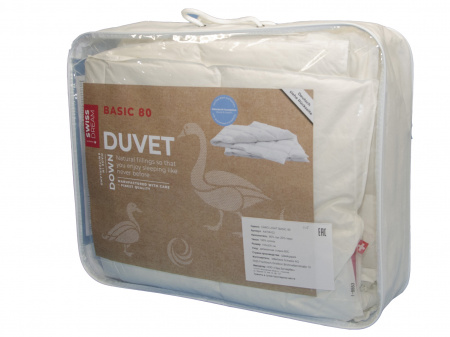  Пуховое одеяло Swiss Dream Basic 80 Caro Light (легкое) не ниже +20°С, утиный пух фото в интернет-магазине Герд Биллербек